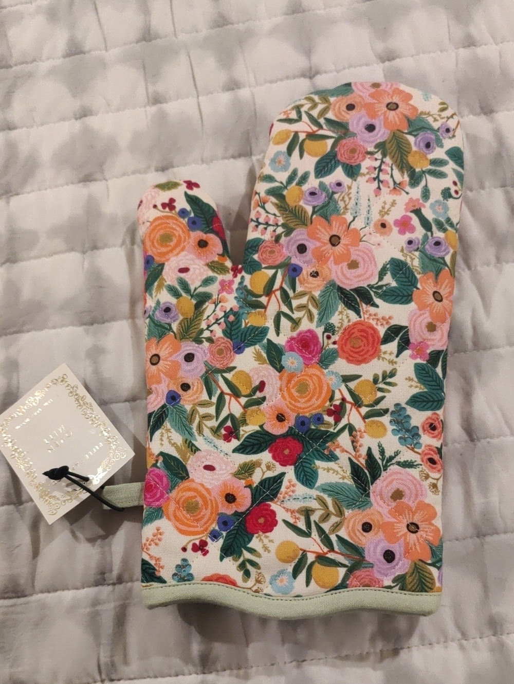 New!Rifle Paper Oven Mitt Floral Cotton Scalloped Edge Cottagecore Shabby Chic